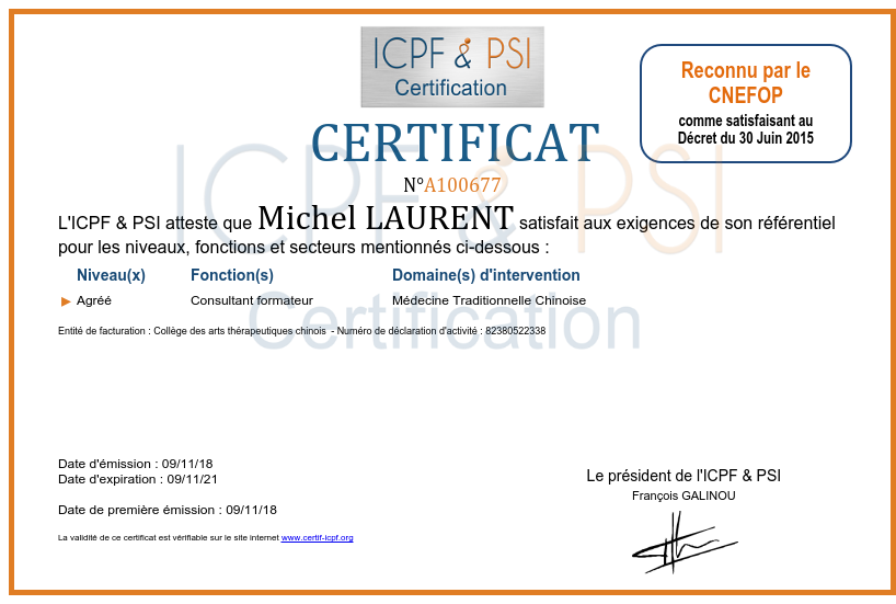 Certificat formateur MTC